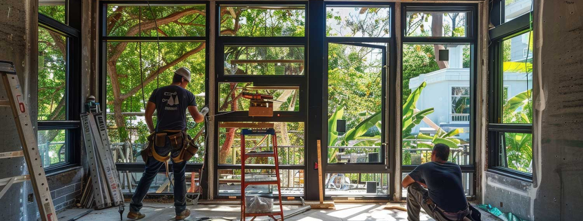 two-men-are-working-on-a-construction-site-one-of-them-5J-building-Australia House Renovation Rebuild